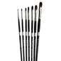 Trekell Crimson Taklon Long Handle Artist Brush - Complete Set - Filbert