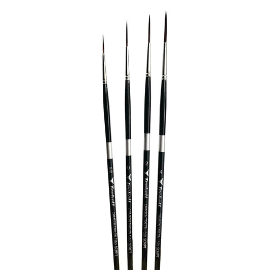 Trekell Crimson Taklon Long Handle Artist Brush - Complete Set - Script/Rigger
