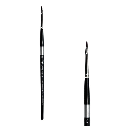 Trekell Crimson Taklon Short Handle Artist Brush - Size #0 Filbert