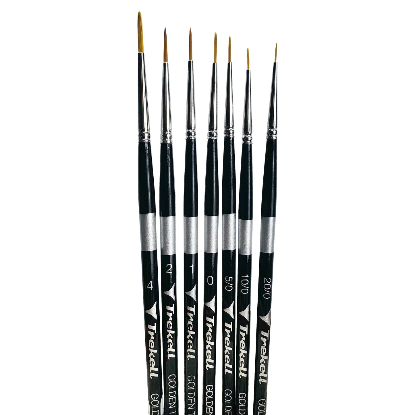 Trekell Golden Taklon Short Handle Artist Brush -  Complete Set - Liner