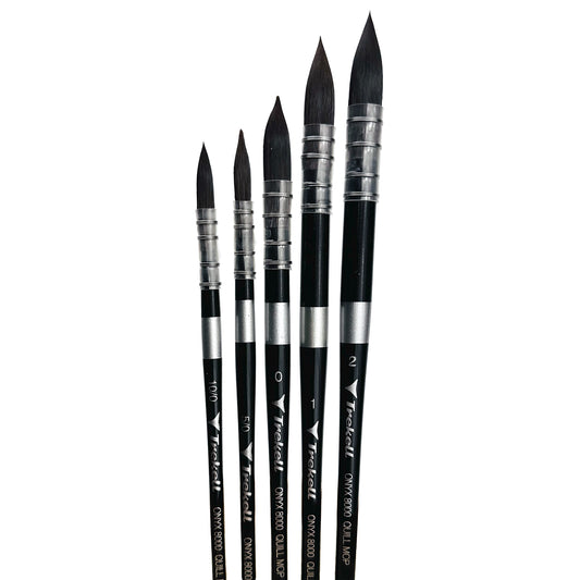 Trekell Onyx Synthetic Squirrel Short Handle Artist Brush - Complete Brush Set - Quill Mop