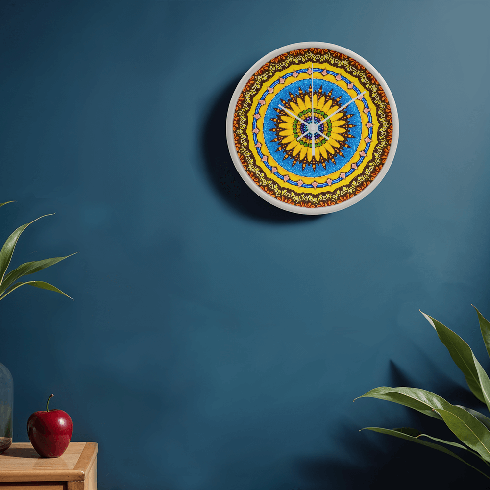Joyful Mandala Wood Clock