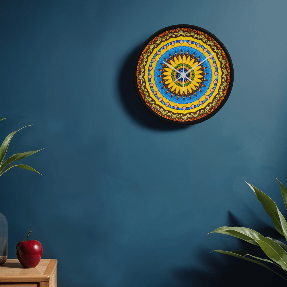 Joyful Mandala Wood Clock