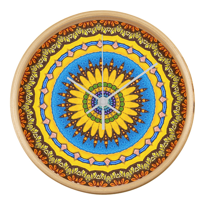 Joyful Mandala Wood Clock