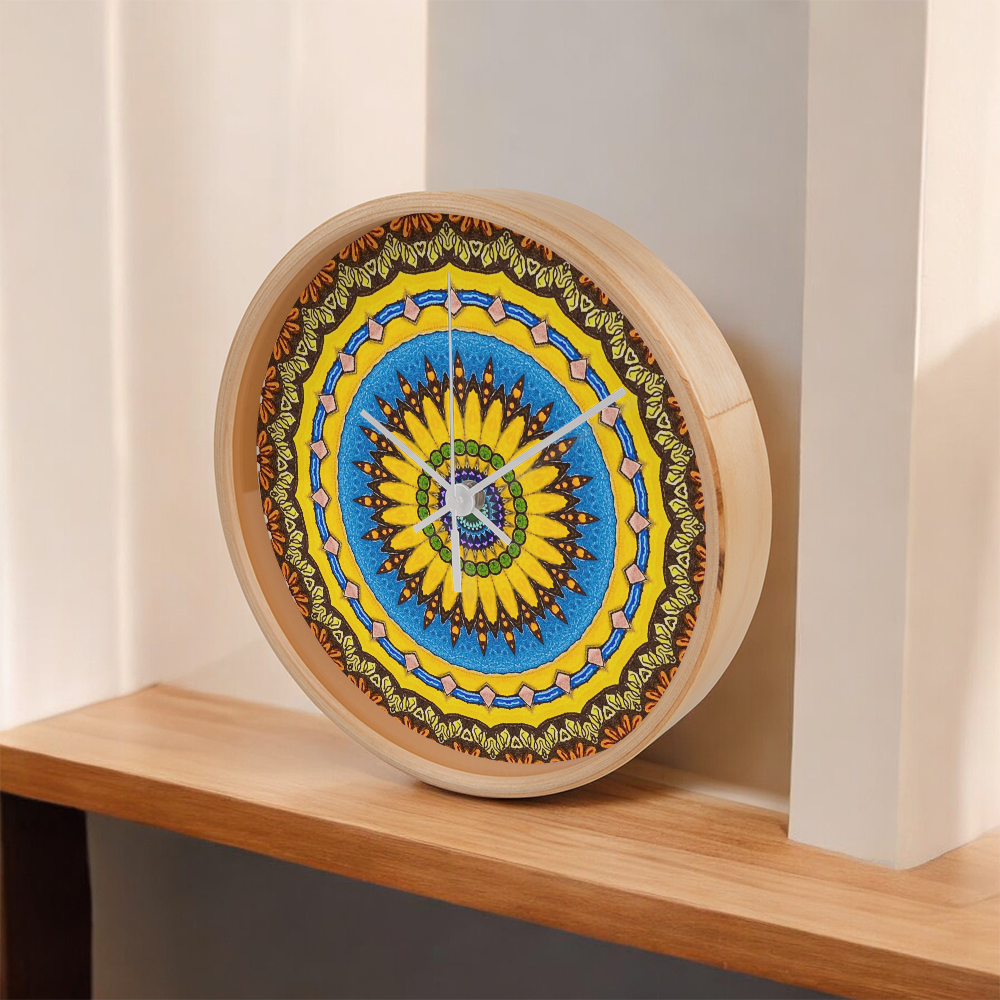 Joyful Mandala Wood Clock