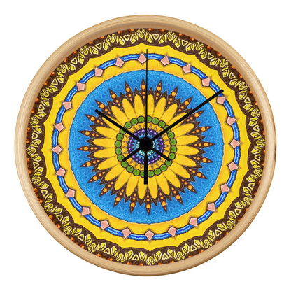 Joyful Mandala Wood Clock