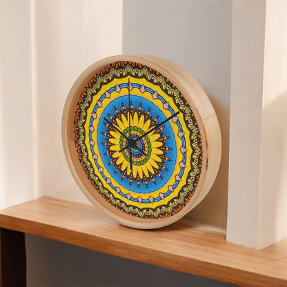 Joyful Mandala Wood Clock
