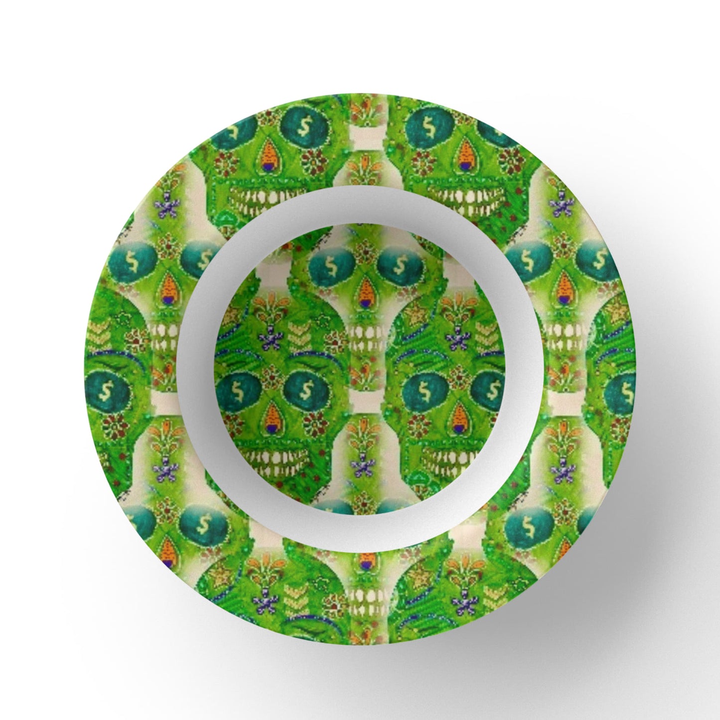 Green Machine Skull Doodle 8.5" Bowl