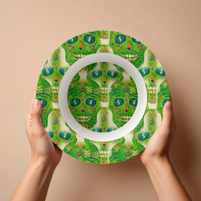 Green Machine Skull Doodle 8.5" Bowl