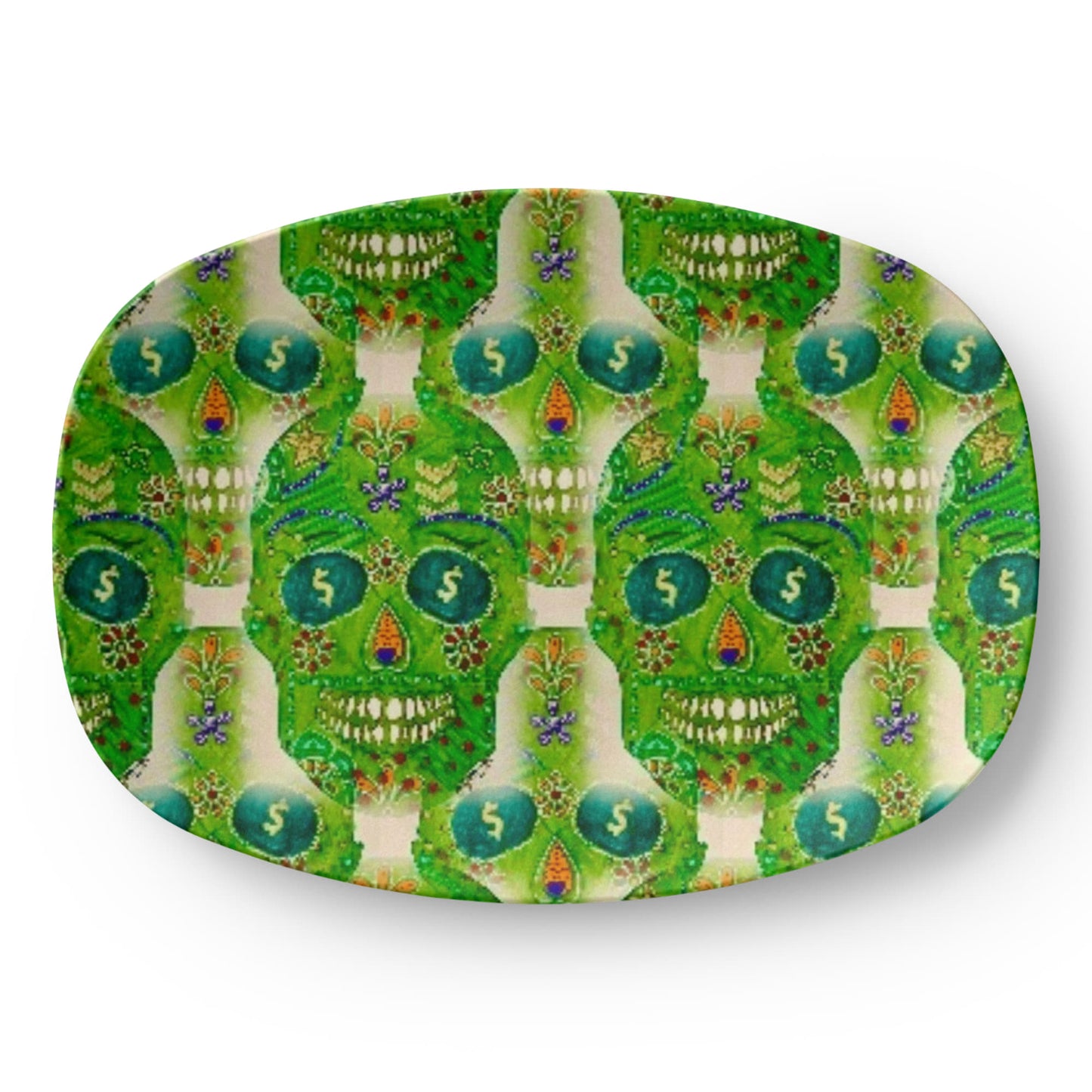 Green Machine Skull Doodle Platter