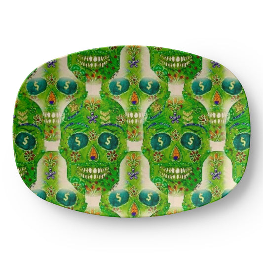Green Machine Skull Doodle Platter