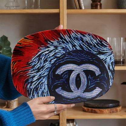 Chanel Feathers 10"x14" Oval Platter