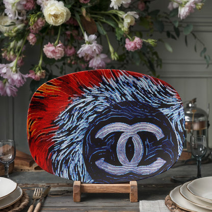 Chanel Feathers 10"x14" Oval Platter