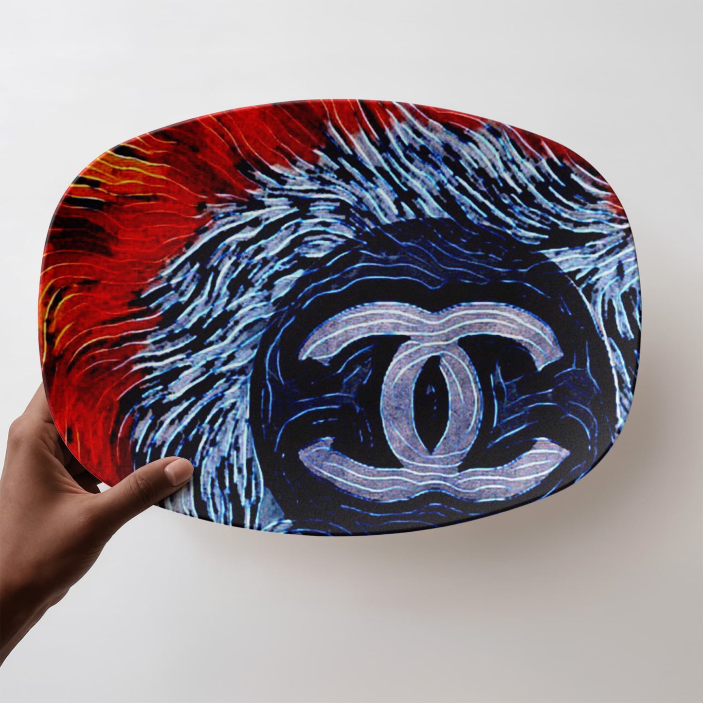 Chanel Feathers 10"x14" Oval Platter