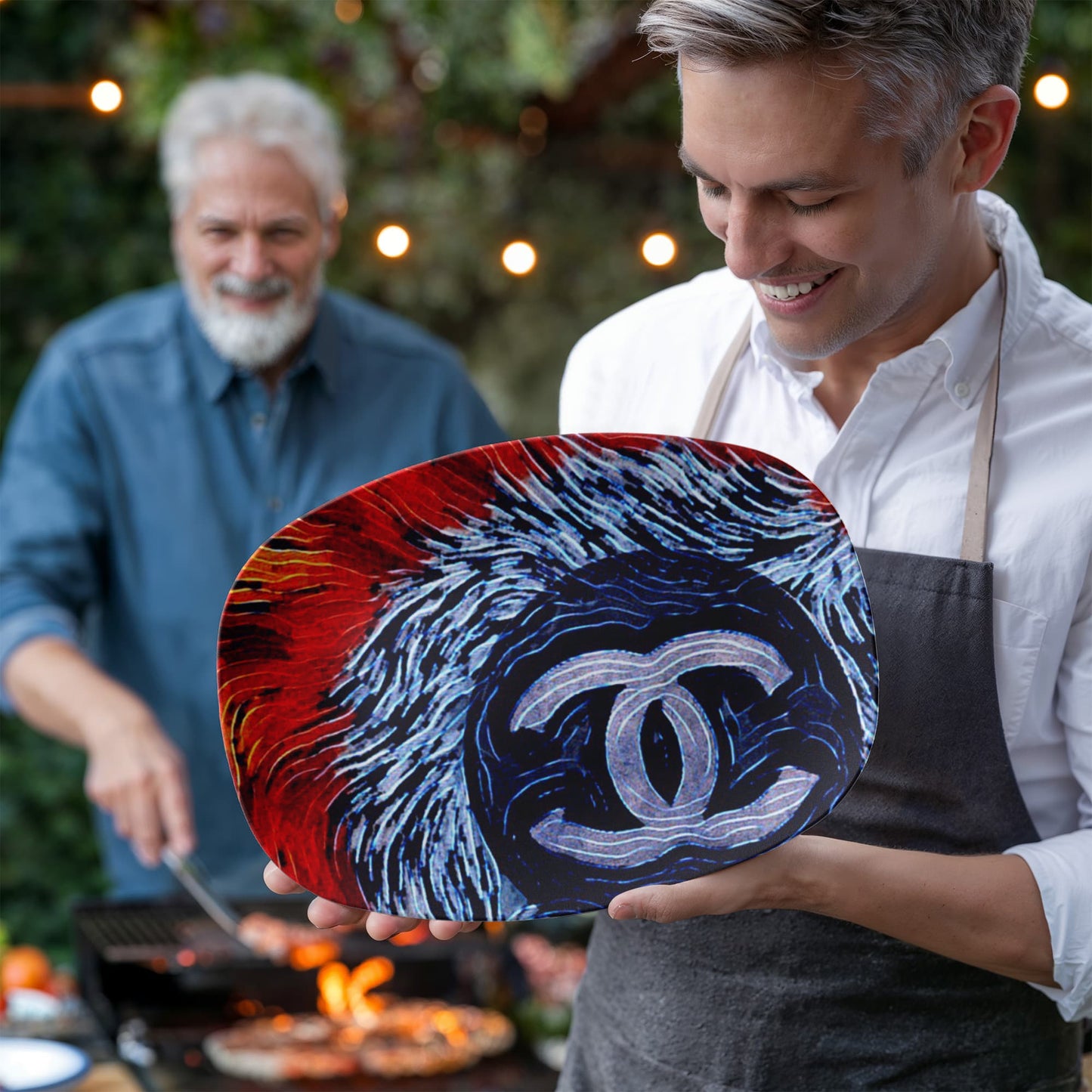 Chanel Feathers 10"x14" Oval Platter