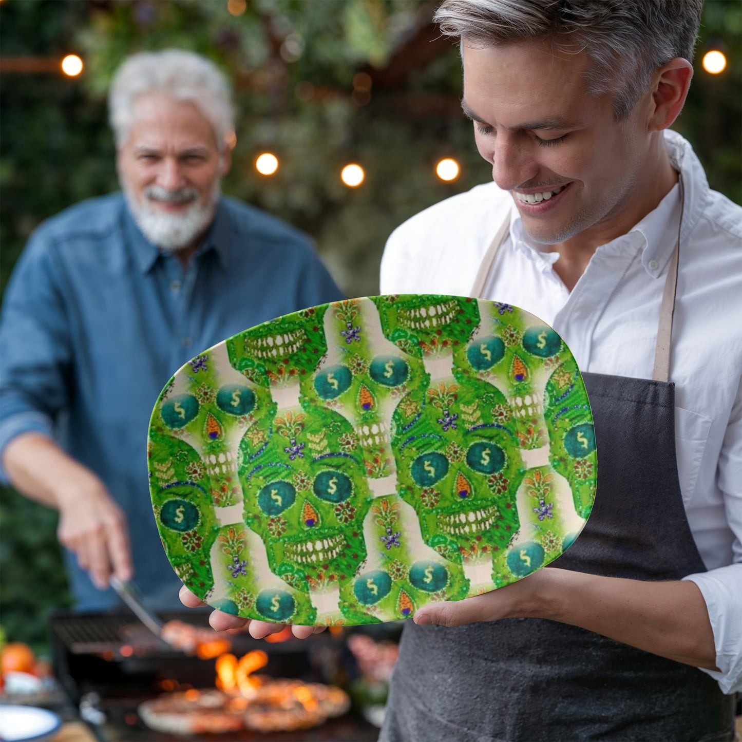 Green Machine Skull Doodle Platter