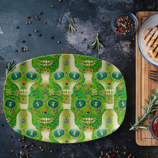 Green Machine Skull Doodle Platter