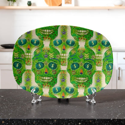Green Machine Skull Doodle Platter