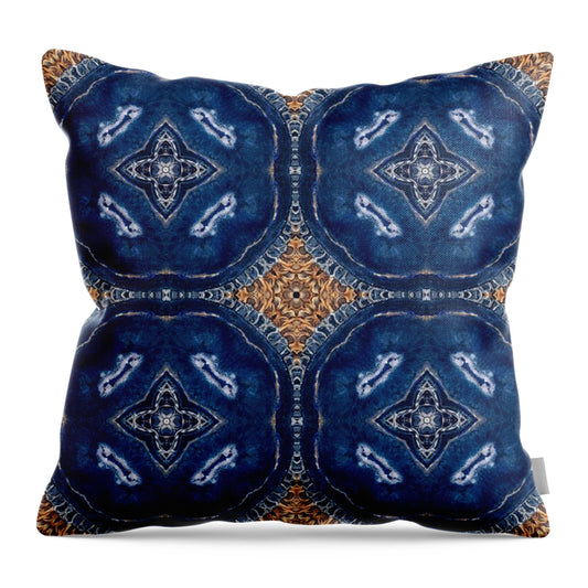 Blue Striped Agate Abstract I - Throw Pillow