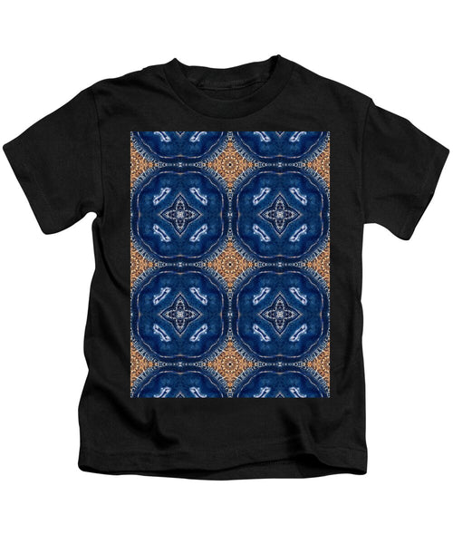 Blue Striped Agate Abstract I - Kids T-Shirt