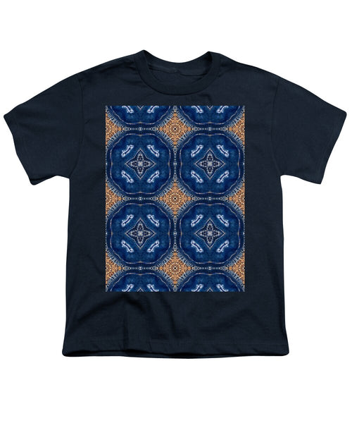 Blue Striped Agate Abstract I - Youth T-Shirt