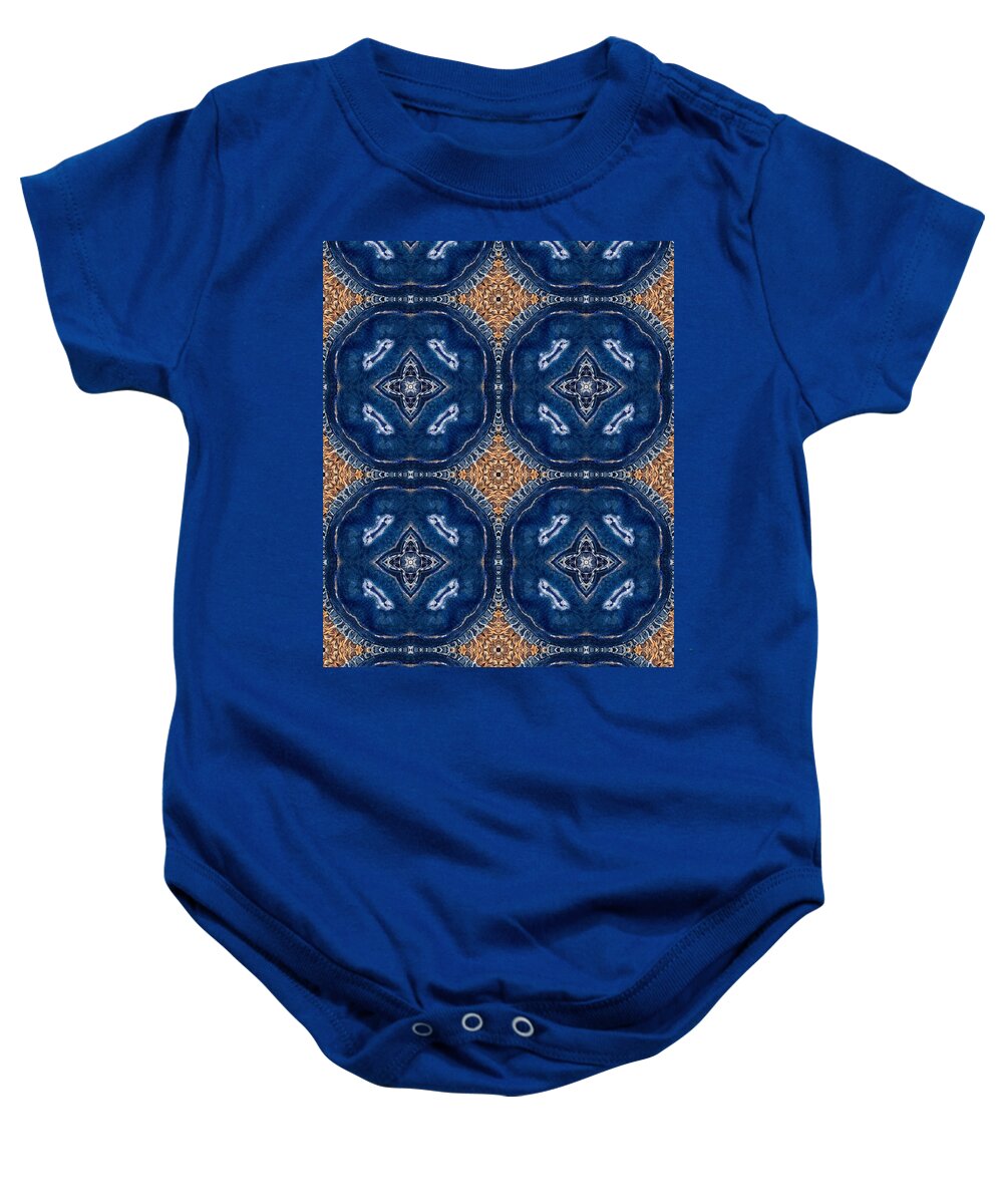 Blue Striped Agate Abstract I - Baby Onesie