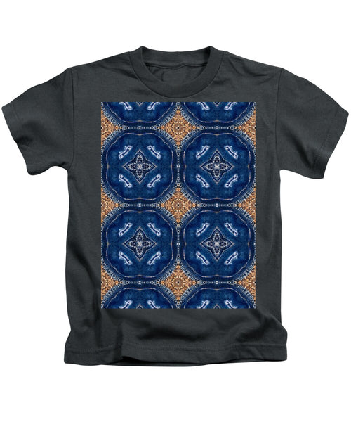Blue Striped Agate Abstract I - Kids T-Shirt