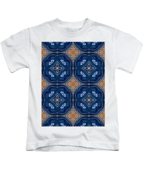 Blue Striped Agate Abstract I - Kids T-Shirt
