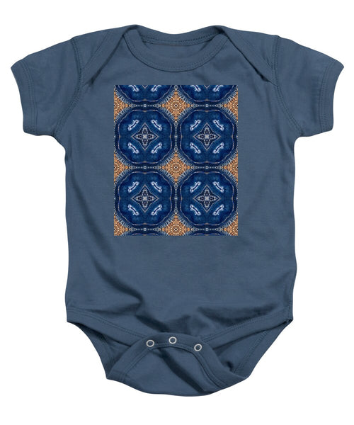Blue Striped Agate Abstract I - Baby Onesie