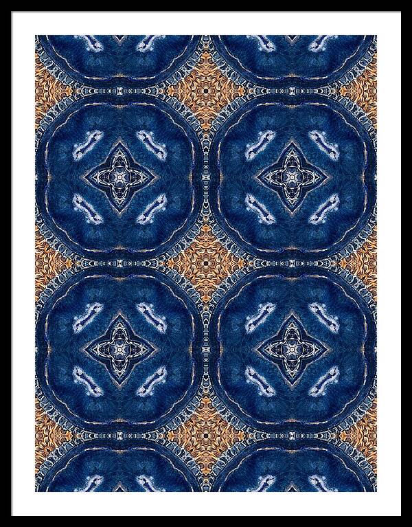 Blue Striped Agate Abstract I - Framed Print