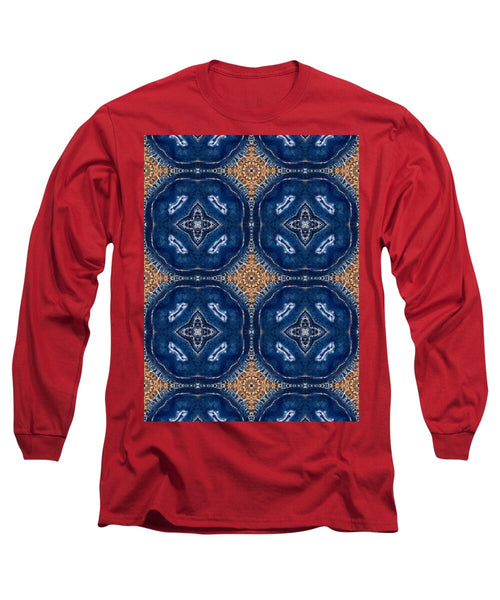 Blue Striped Agate Abstract I - Long Sleeve T-Shirt