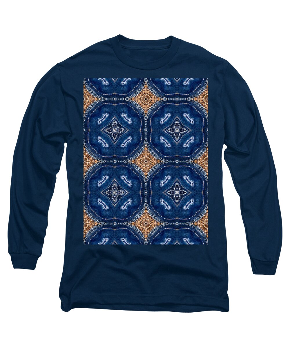 Blue Striped Agate Abstract I - Long Sleeve T-Shirt