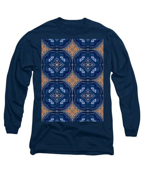 Blue Striped Agate Abstract I - Long Sleeve T-Shirt