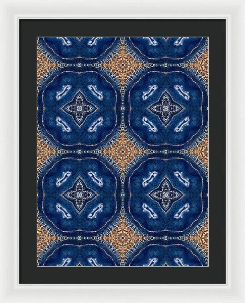 Blue Striped Agate Abstract I - Framed Print