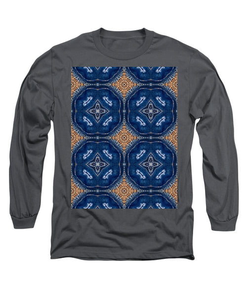 Blue Striped Agate Abstract I - Long Sleeve T-Shirt