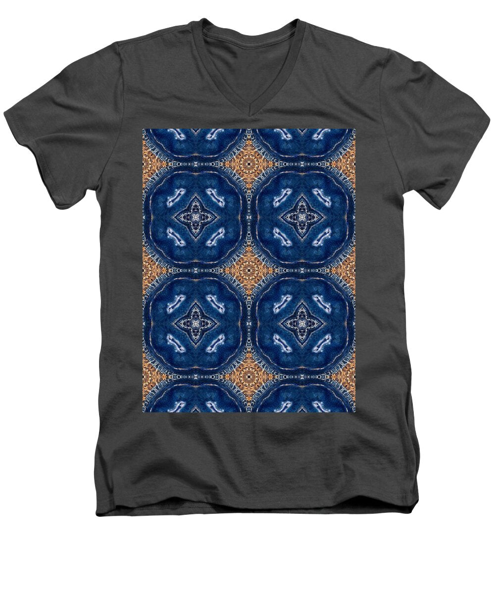 Blue Striped Agate Abstract I - Men's V-Neck T-Shirt