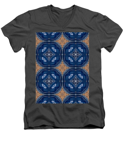Blue Striped Agate Abstract I - Men's V-Neck T-Shirt