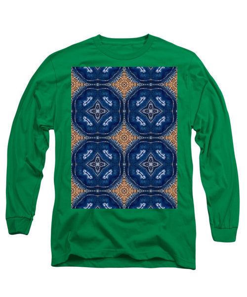 Blue Striped Agate Abstract I - Long Sleeve T-Shirt