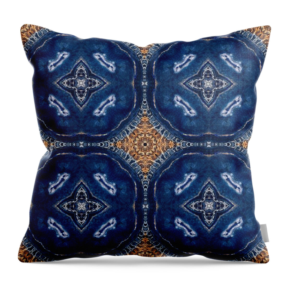Blue Striped Agate Abstract I - Throw Pillow