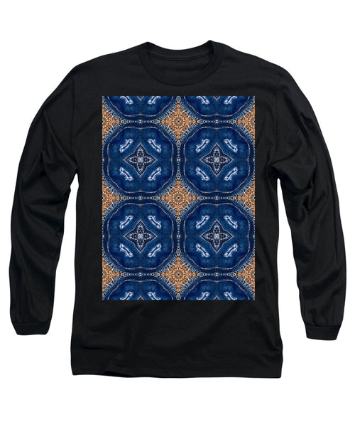 Blue Striped Agate Abstract I - Long Sleeve T-Shirt