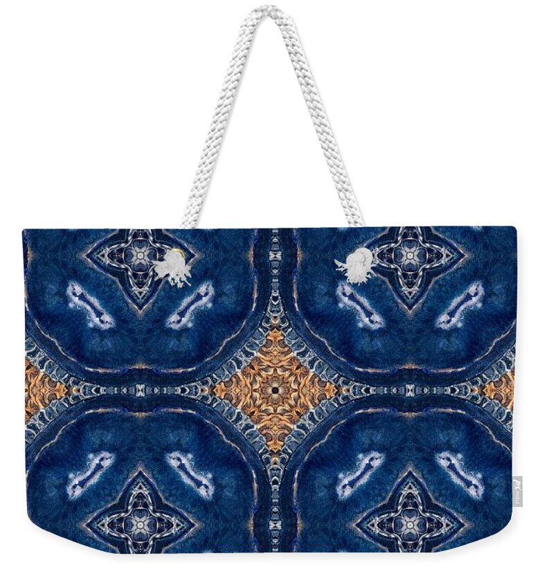 Blue Striped Agate Abstract I - Weekender Tote Bag