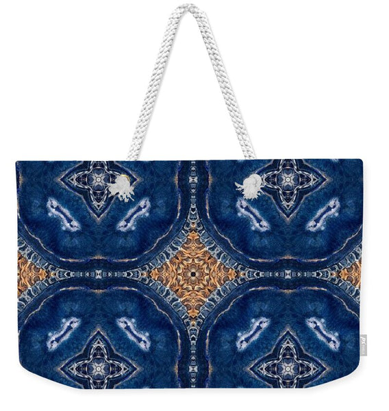 Blue Striped Agate Abstract I - Weekender Tote Bag