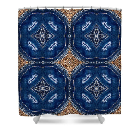 Blue Striped Agate Abstract I - Shower Curtain