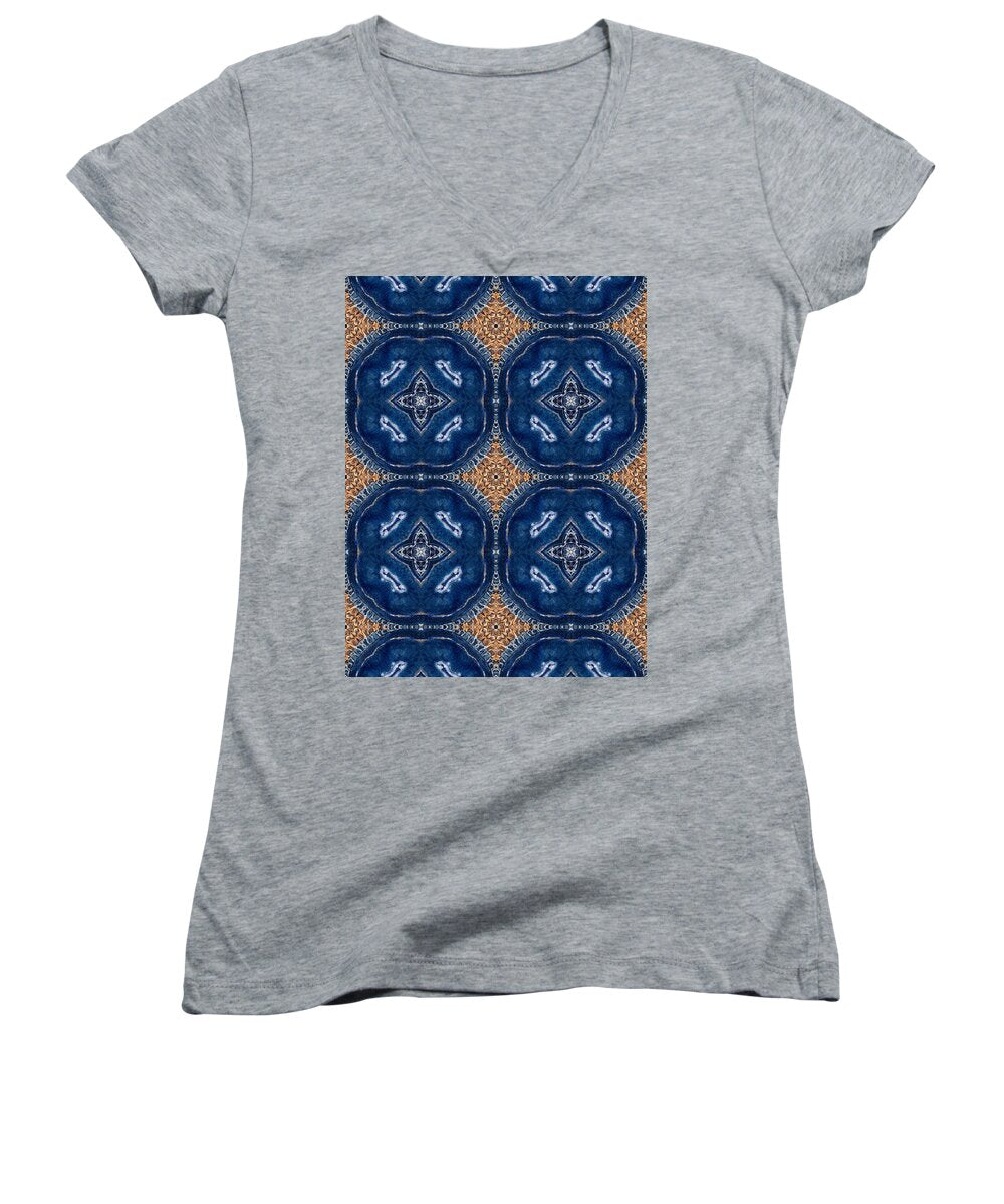 Blue Striped Agate Abstract I - Women's V-Neck