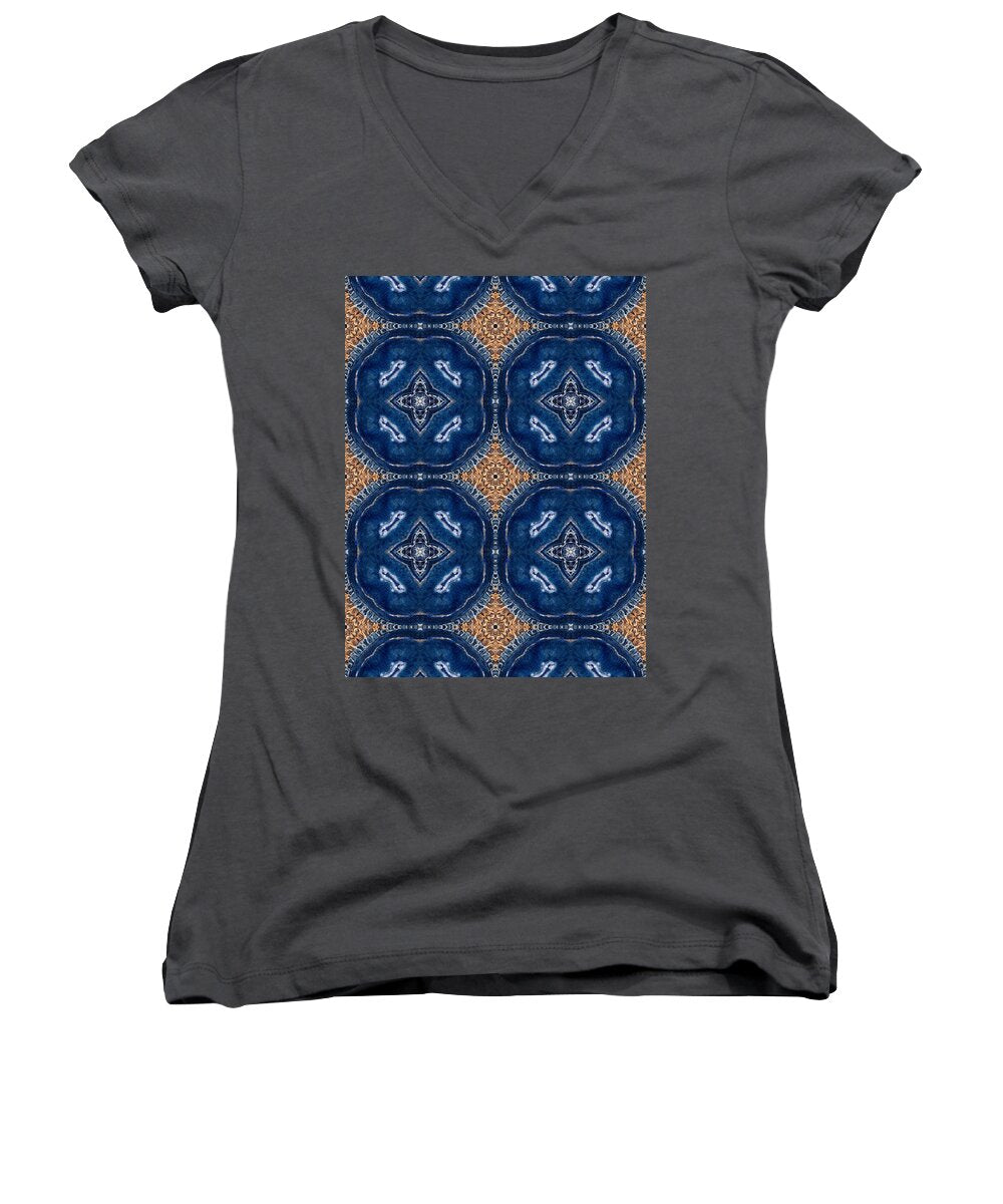Blue Striped Agate Abstract I - Women's V-Neck