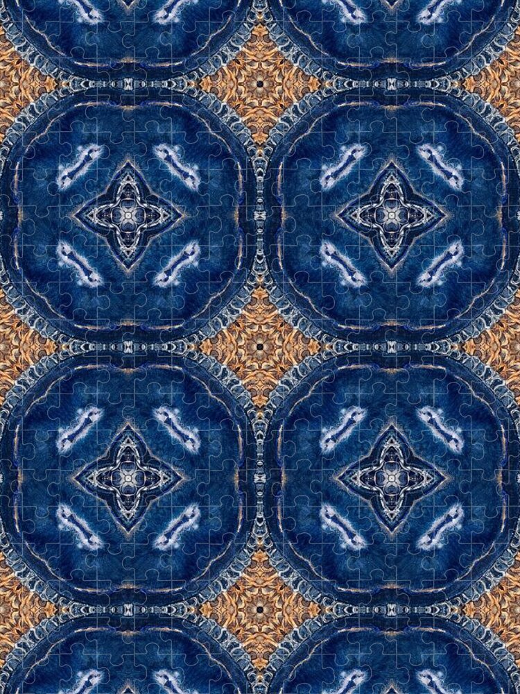 Blue Striped Agate Abstract I - Puzzle