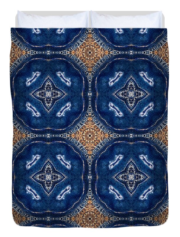 Blue Striped Agate Abstract I - Duvet Cover