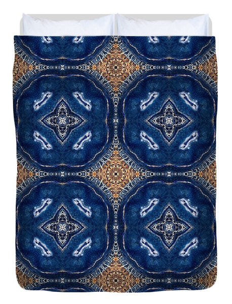 Blue Striped Agate Abstract I - Duvet Cover