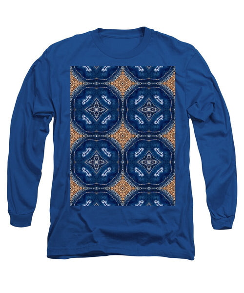 Blue Striped Agate Abstract I - Long Sleeve T-Shirt