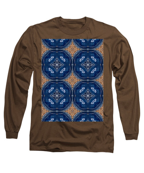 Blue Striped Agate Abstract I - Long Sleeve T-Shirt